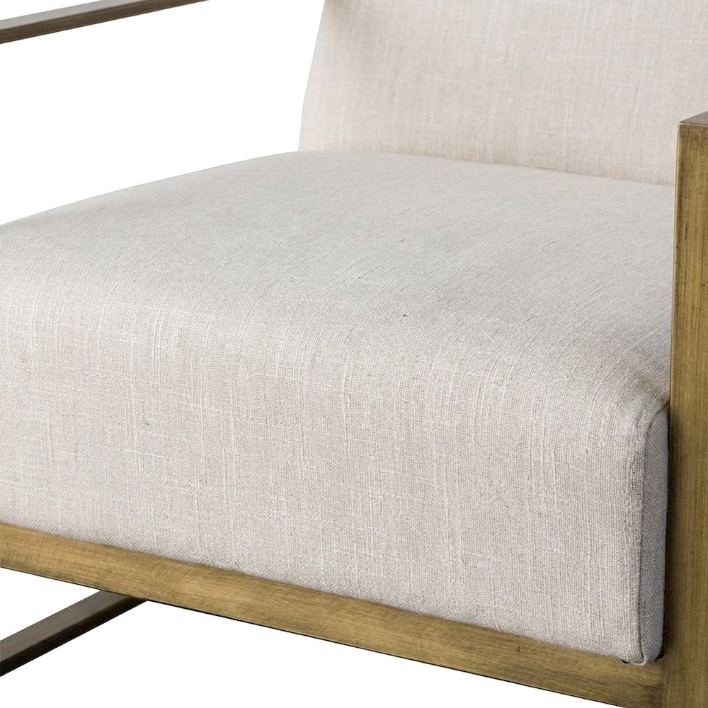 Fabric-Upholstered Accent Lounge Chair with Brushed Gold Legs, Shortbread