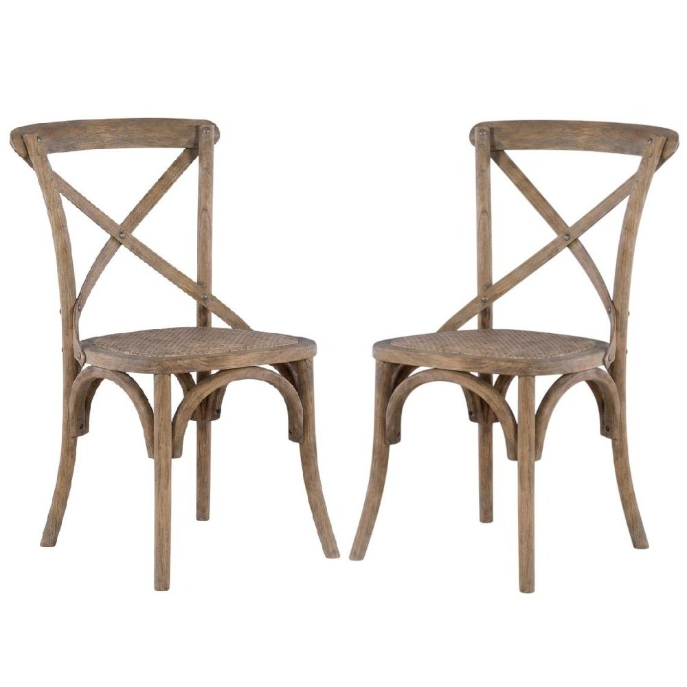 Gray Bentwood Dining Chairs with Elm Wood Finish, Comfortable Seat, Set of Two