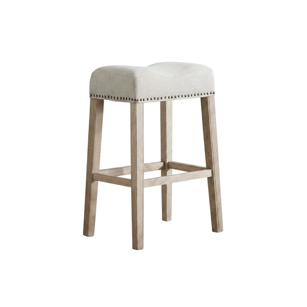 Upholstered Backless Saddle Seat Bar Stools, Tan, Set of 2, 29" Height