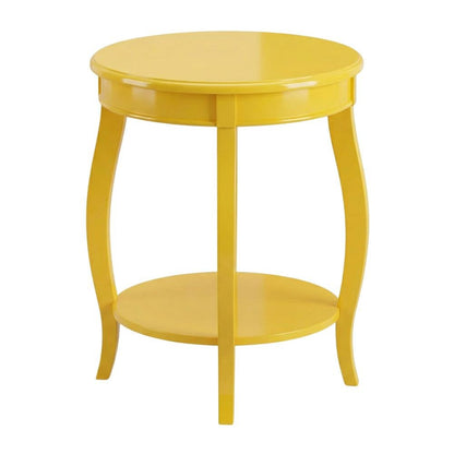 Yellow Round Coffee Table with Shelf and Modern Design