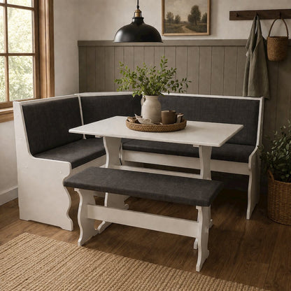 White Pine Dining Furniture Set with Bench and Corner Seating