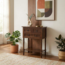 Entryway Hall Table, Espresso, 3 Drawers, 2 Shelves