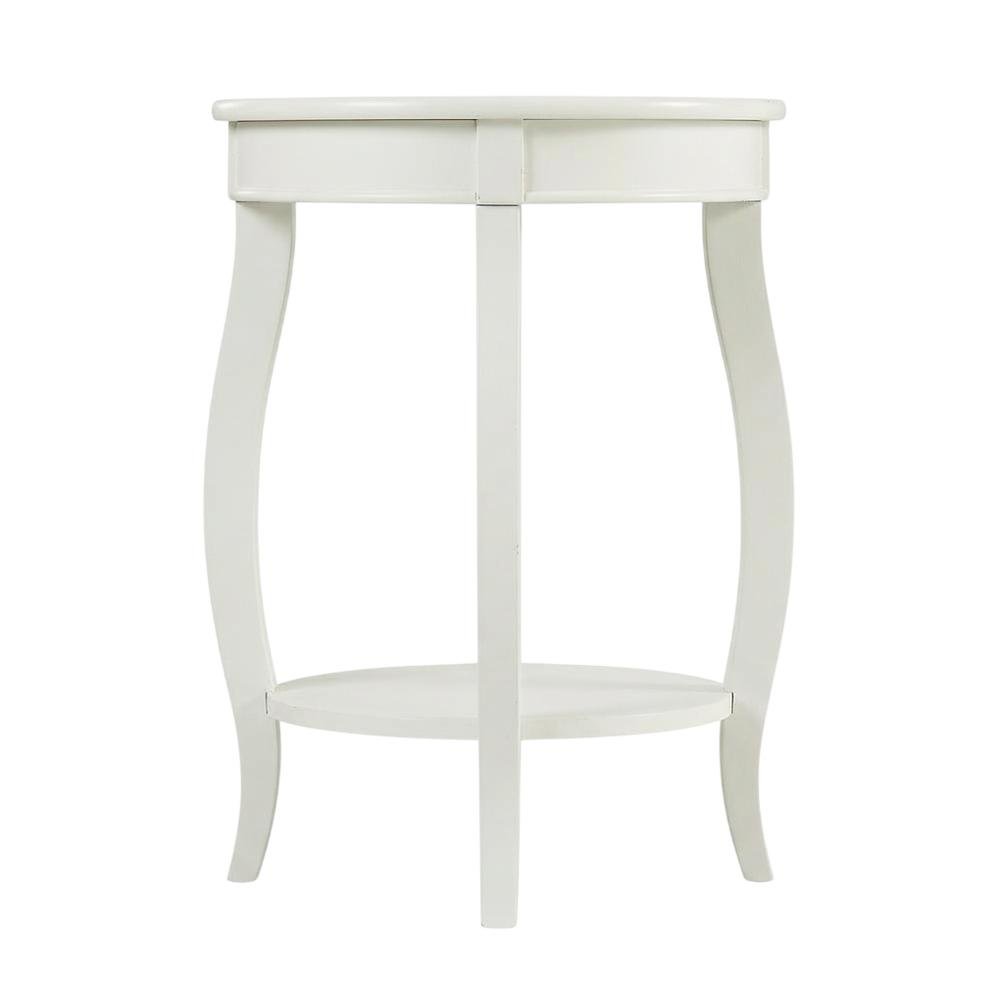 Round Coffee Table with Storage Shelf in White Finish for Living Room