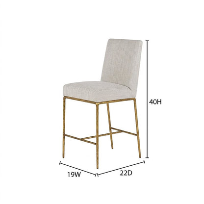 Fabric-Upholstered Counter Stool with Brass-Plated Steel Legs for Dining Room