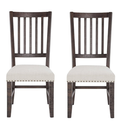 Willow Creek Distressed Solid Wood Upholstered Slatback Chair (Set of 2)
