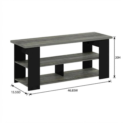 Wooden TV stand, up to 50-inch screens, modern French oak grey, black finish