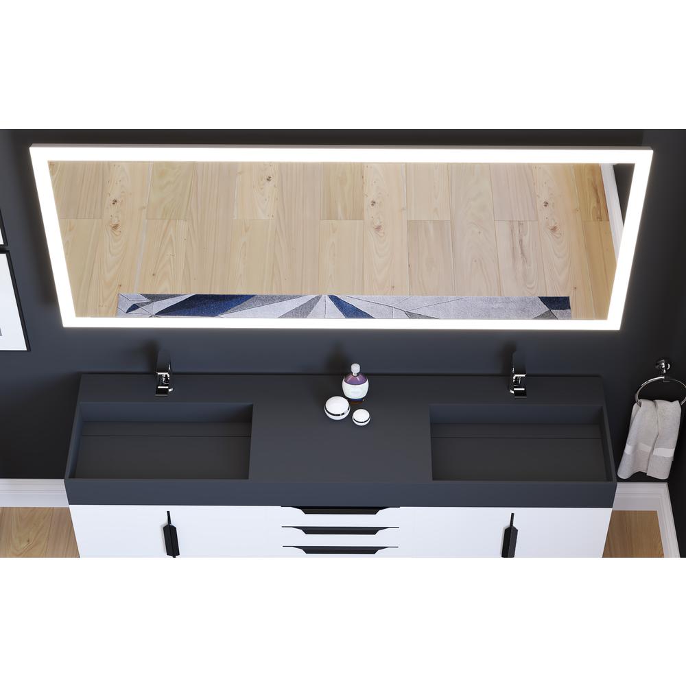 Angelina 72 in. W x 30 in. H Rectangular Light Wall-Mount Bathroom Vanity Mirror
