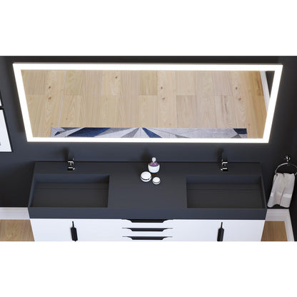 Angelina 72 in. W x 30 in. H Rectangular Light Wall-Mount Bathroom Vanity Mirror