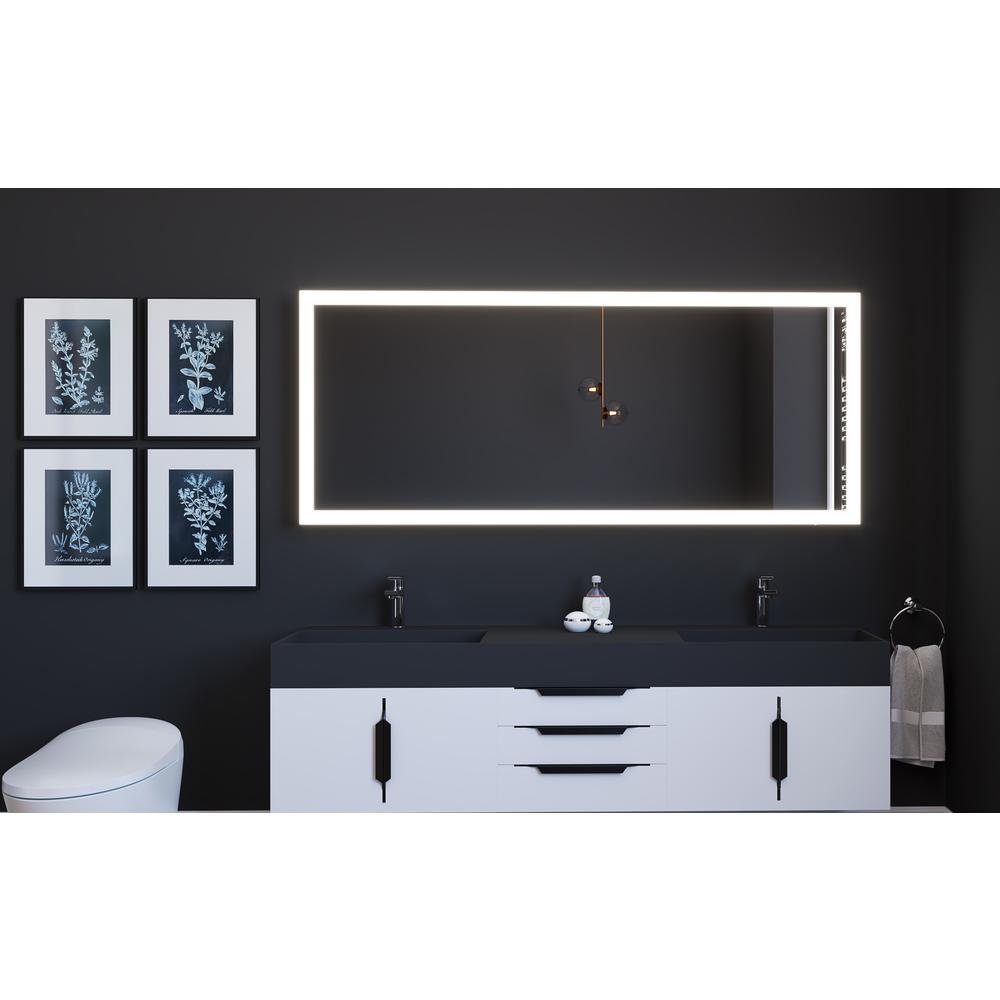 Angelina 72 in. W x 30 in. H Rectangular Light Wall-Mount Bathroom Vanity Mirror