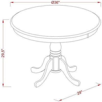 East West Furniture Antique 36" Round Dining Room Table for Small Space - Oak Top & Black Pedestal