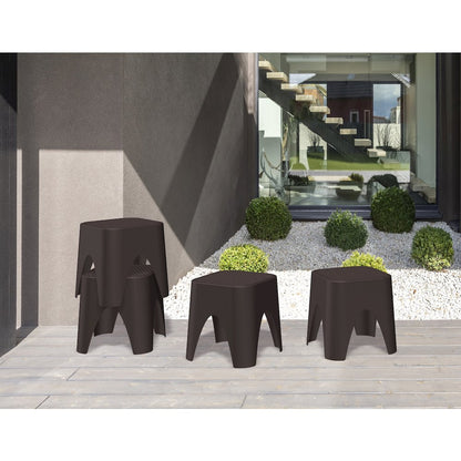 Mallorca Stackable Rattan Top Side Table/Ottoman Set of 2