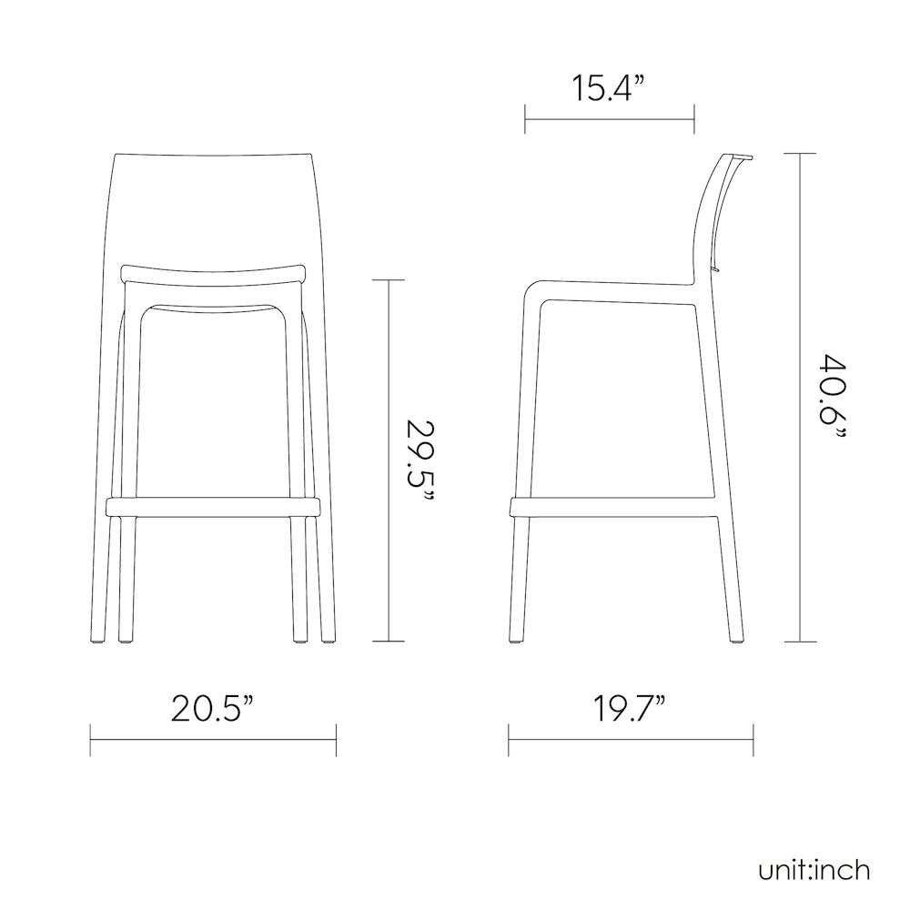 Sensilla Resin Stackable Bar Stool Set of 2