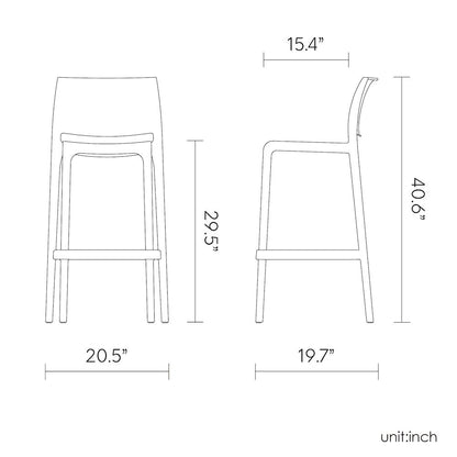 Sensilla Resin Stackable Bar Stool Set of 2