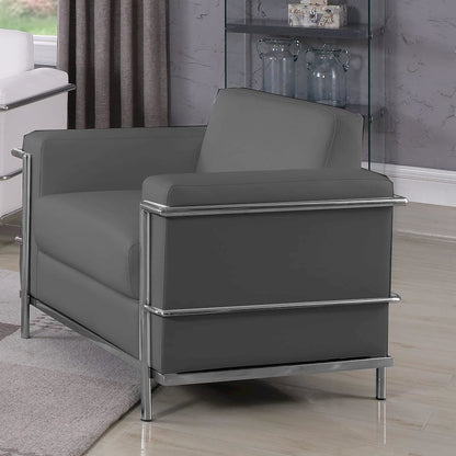 Best Master Furniture Sherry 36" Modern Faux Leather Accent Chair in Dark Gray