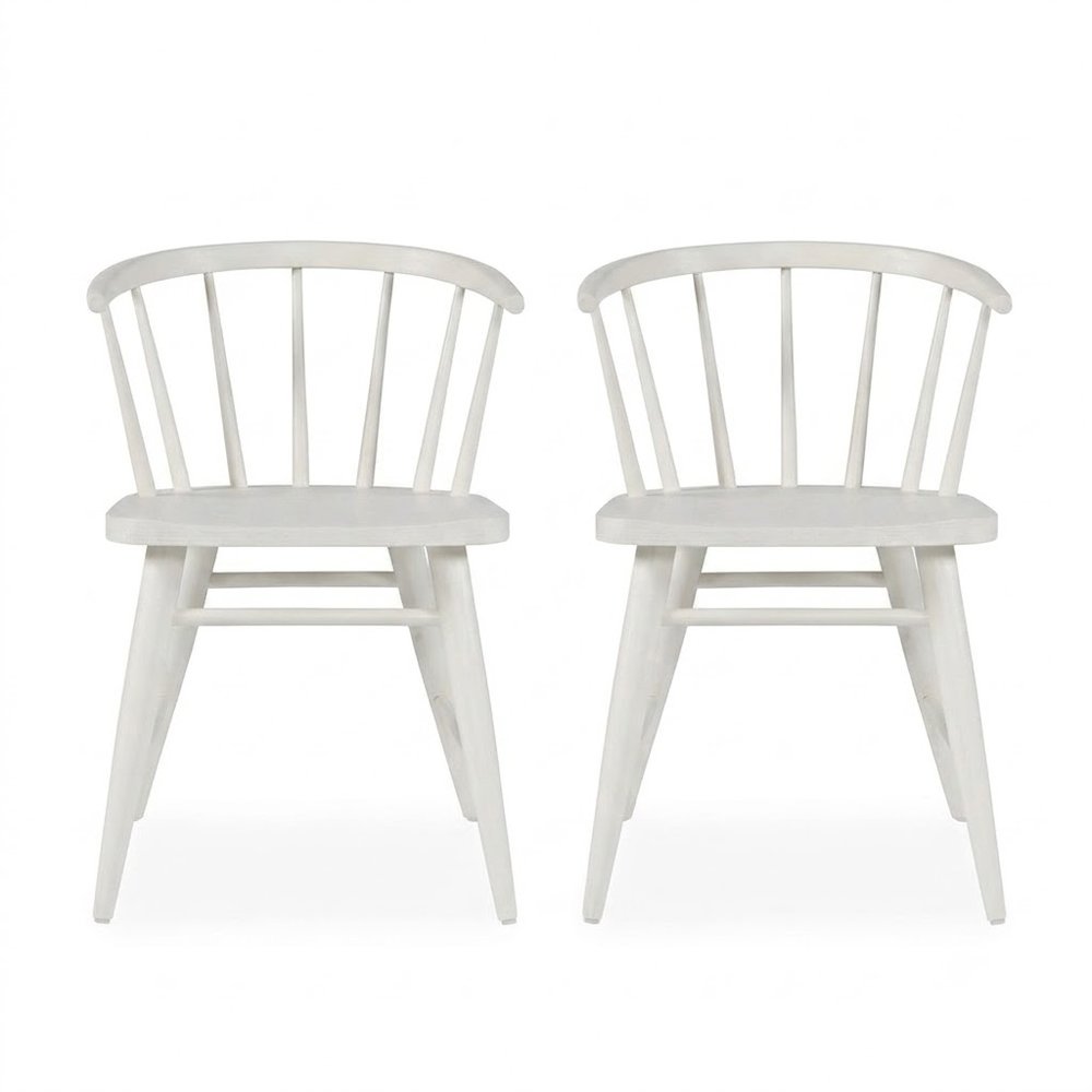Fitz Traditional Solid Wood Curved Back Spindle Dining Chair (Set of 2)