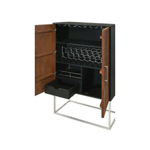 Wine Cabinet with Storage, Bar Cabinet, Mini Bar, Walnut & Black Design