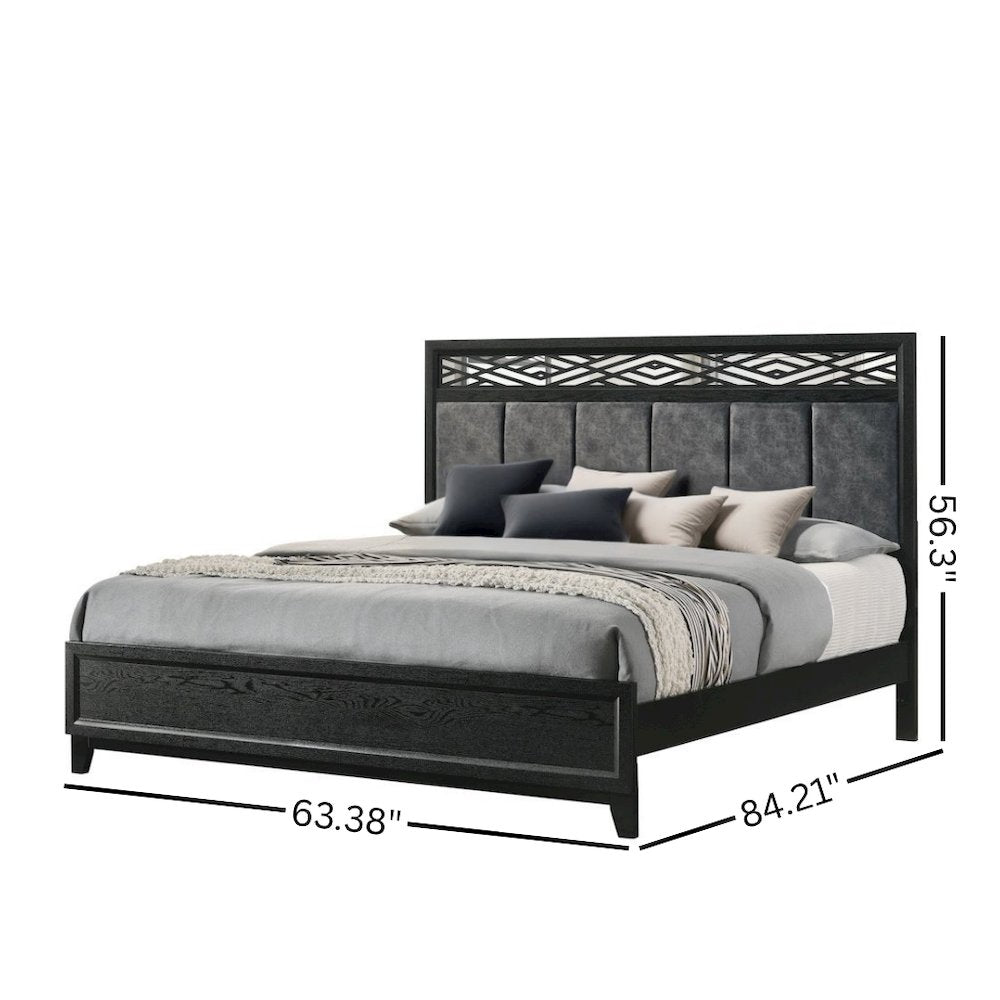 Elegant Black Queen Bed Frame with Headboard – Solid Rubberwood Design