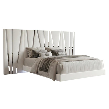 Solid Wood King Bed Set with Nightstands, Glam Modern Bedroom Furniture, White