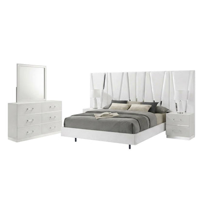 Solid Wood King Bedroom Furniture Set with Mirror, Dresser and Nightstands