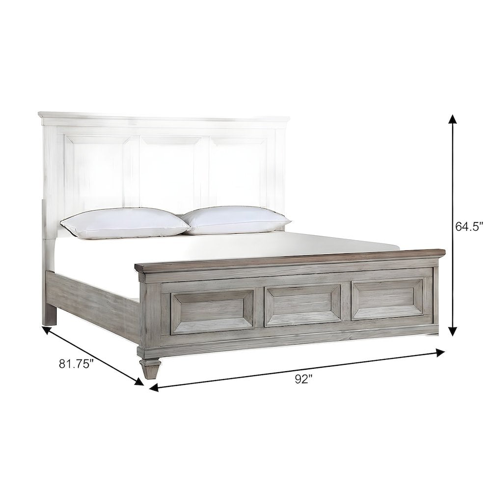 Solid Wood King Platform Bed Frame with Headboard, Wooden Bedroom Beds