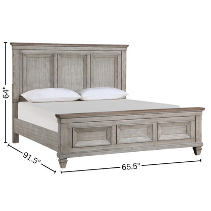 Wood Bed Frame Queen Size, Solid Wooden Queen Bed Frame in Grey