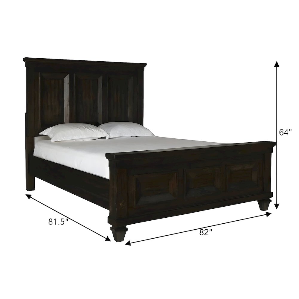 Contemporary Solid Wood King Platform Bed with Headboard, Walnut