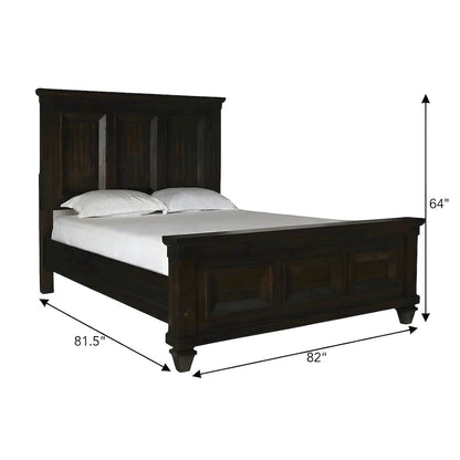 Contemporary Solid Wood King Platform Bed with Headboard, Walnut
