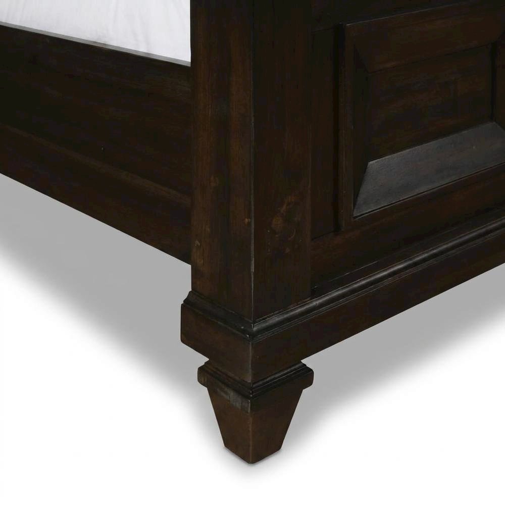 Contemporary Solid Wood King Platform Bed with Headboard, Walnut