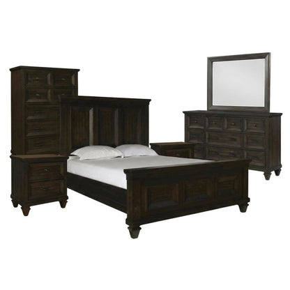 Wood Queen Bedroom Furniture Set with Dresser, Mirror, Chest, Nightstands