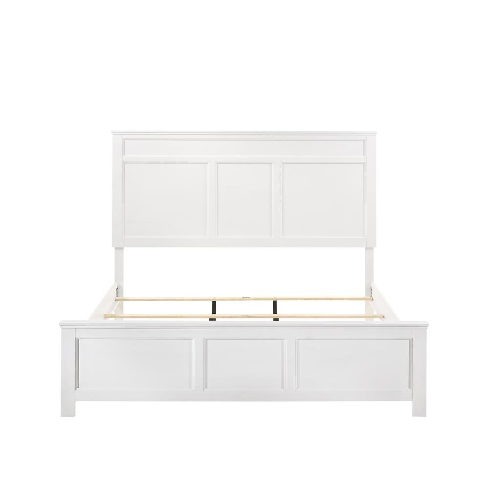Solid Wood Bed Frame Queen Size, White Wooden Queen Bed Frame with Headboard