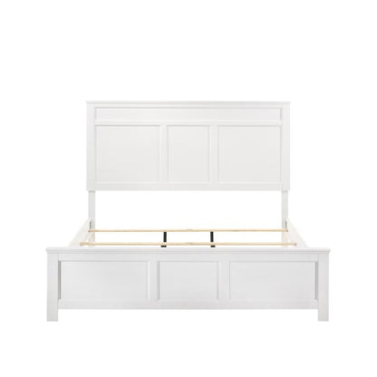 Solid Wood Bed Frame Queen Size, White Wooden Queen Bed Frame with Headboard