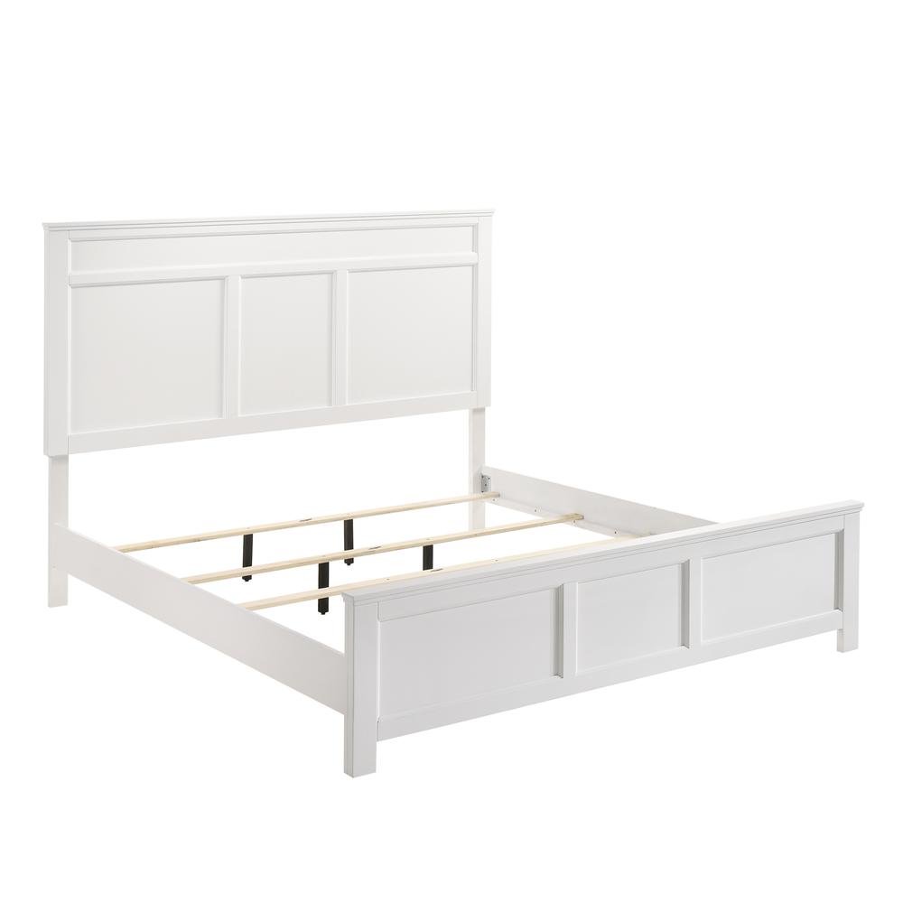 Solid Wood Bed Frame Queen Size, White Wooden Queen Bed Frame with Headboard