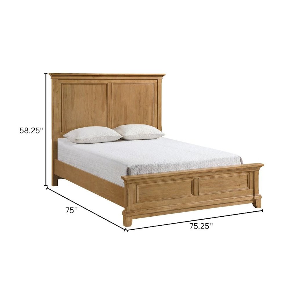 Honey Brown Farmhouse Queen Bed Frame, Rustic Wooden Bedframe with Headboard