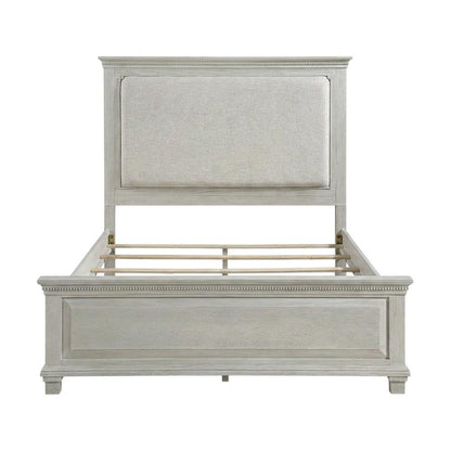 Polyester-Upholstered Queen Panel Bed Frame with Headboard and Footboard, Gray