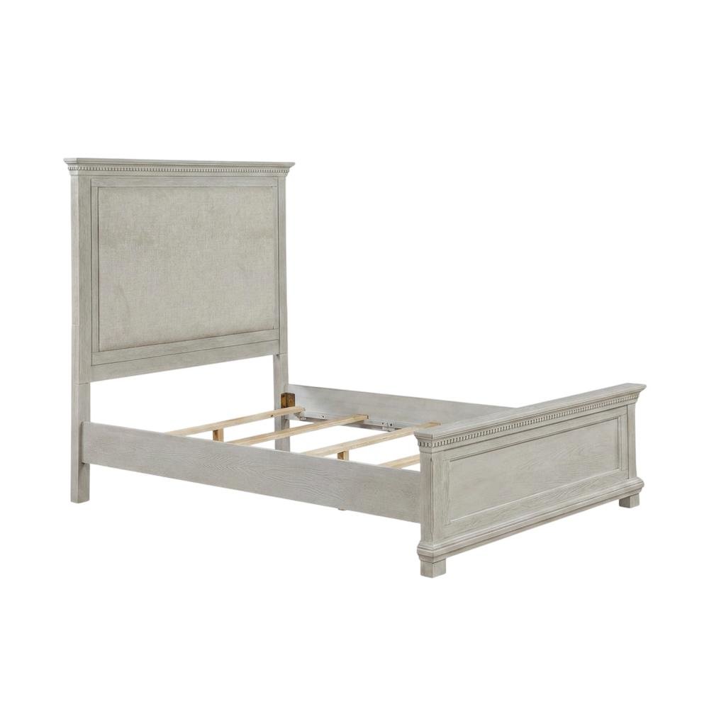 Polyester-Upholstered Queen Panel Bed Frame with Headboard and Footboard, Gray