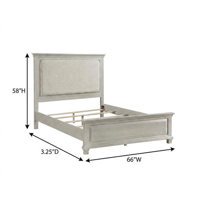 Polyester-Upholstered Queen Panel Bed Frame with Headboard and Footboard, Gray