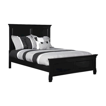 Solid Wood Full Size Platform Bed Frame with Headboard, Contemporary, Black