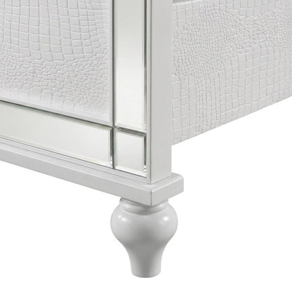 Solid Wood Platform Bed with Lighted Headboard, White, King