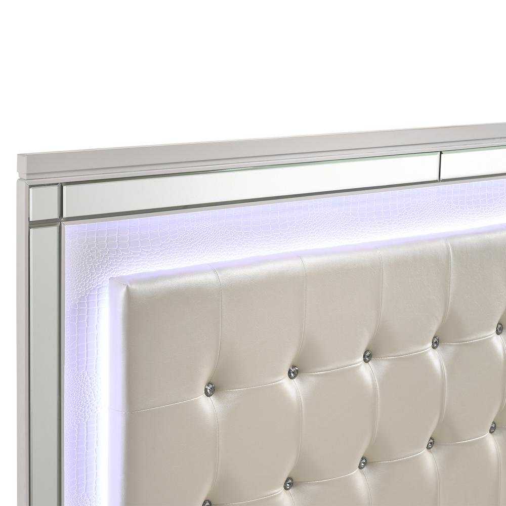 White Queen Bedframe – Solid Wood LED Bed Frame Queen with Headboard