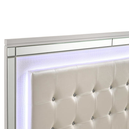 White Queen Bedframe – Solid Wood LED Bed Frame Queen with Headboard