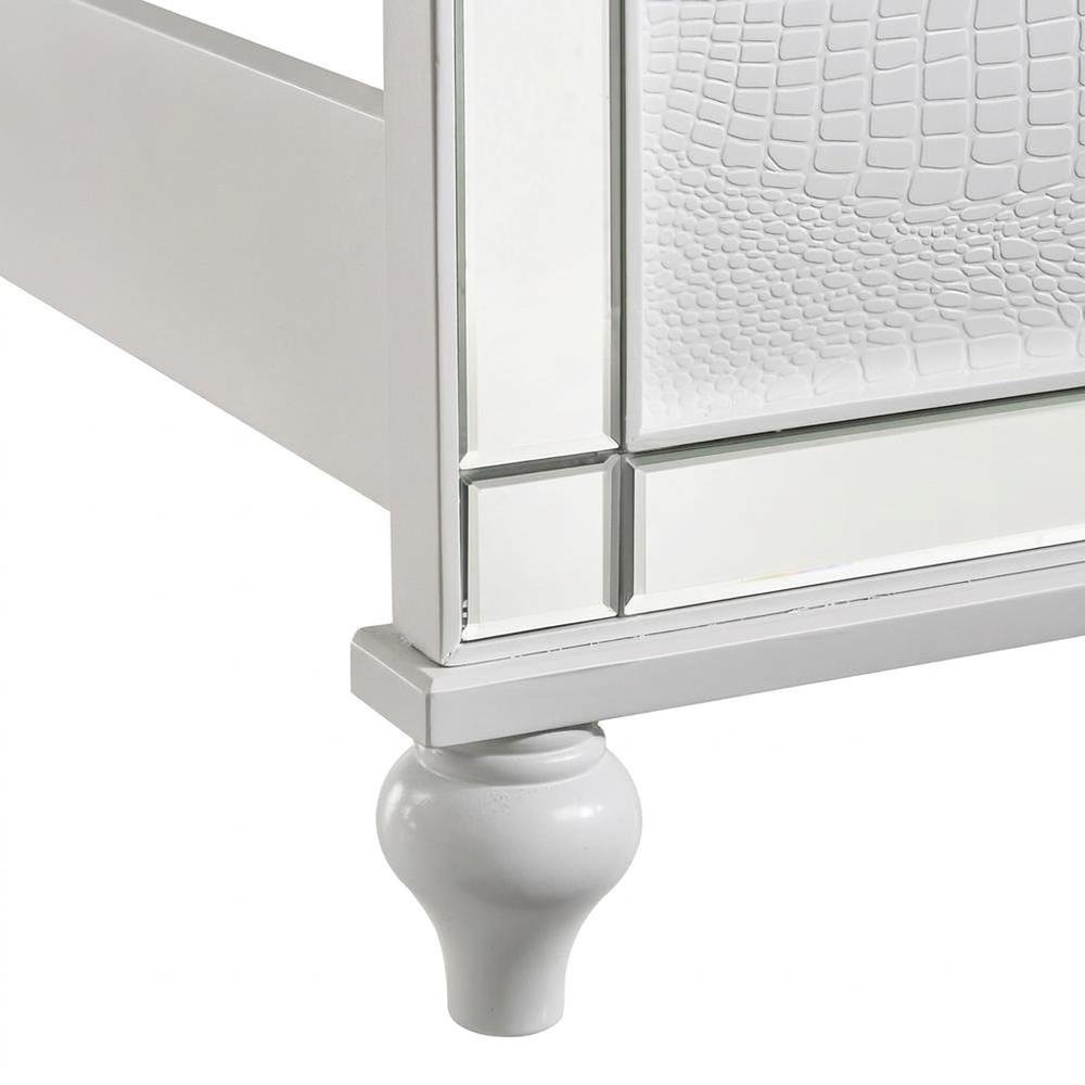 Solid Wood Platform Bed with Lighted Headboard, White, Full