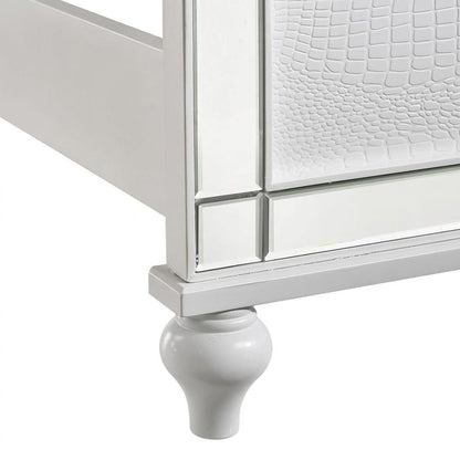 Solid Wood Platform Bed with Lighted Headboard, White, Full