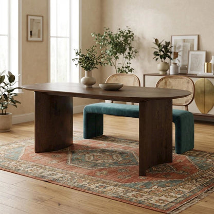 Solid Wood Oval Dining Table for 6 in Brown, Elegant Kitchen & Dining Room Table