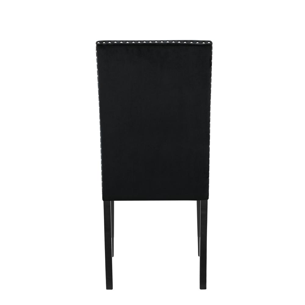 Furniture 37.75" Velvet & Wood Dining Chair in Black (Set of 2)