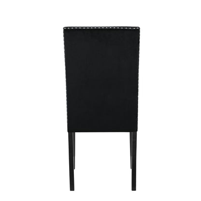 Furniture 37.75" Velvet & Wood Dining Chair in Black (Set of 2)