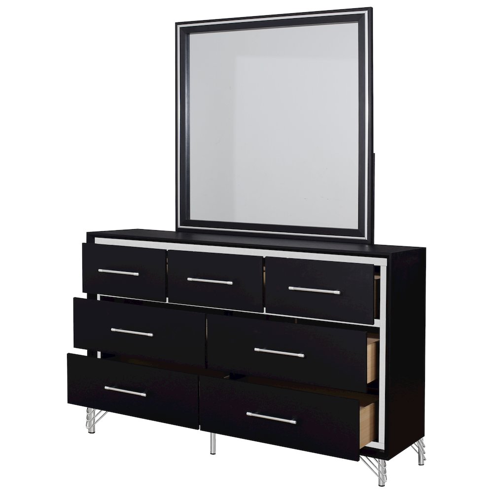 Ava 5-Pc Wood Queen Bedroom Set with Ns in Ebony Black