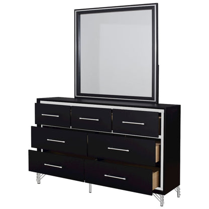 Ava 5-Pc Wood Queen Bedroom Set with Ns in Ebony Black
