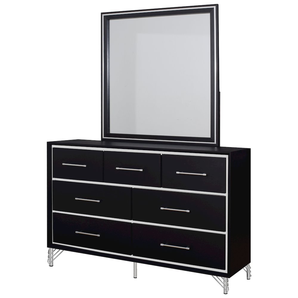 Ava 5-Pc Wood Queen Bedroom Set with Ns in Ebony Black