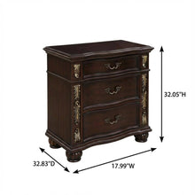 Wooden Nightstand in Madeira Finish with Sleek Design and Spacious Storage