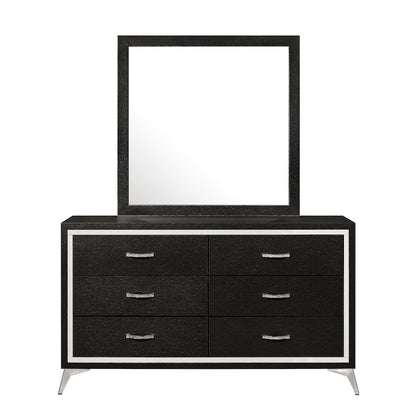 Huxley Wood 6-Drawer Dresser with Mirror, Black